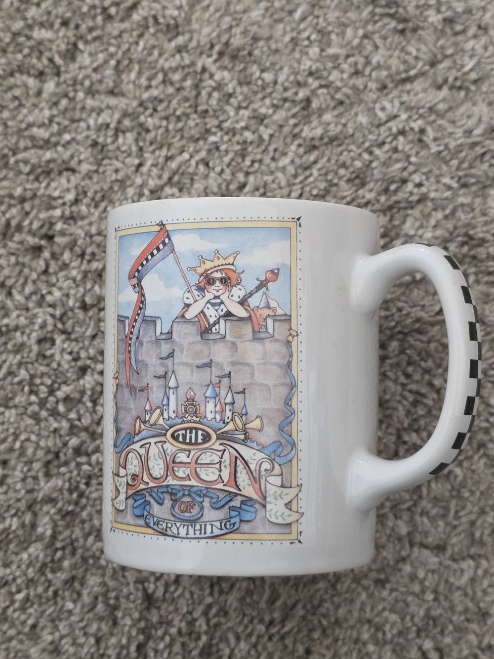 Mary Engelbreit White Mug with Multicolor 'Queen of Everything' Artwork